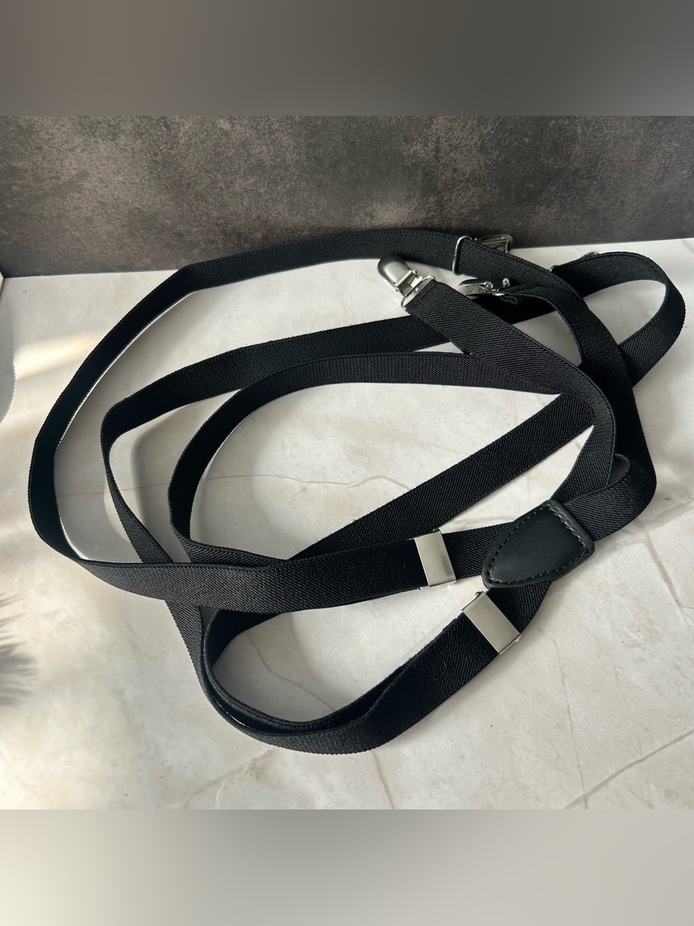 Black Adjustable Suspenders with Silver Hardware